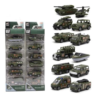 1:64 Alloy Military Style Car Model, 6-Piece Toy Car Set, Original Packaging Gift
