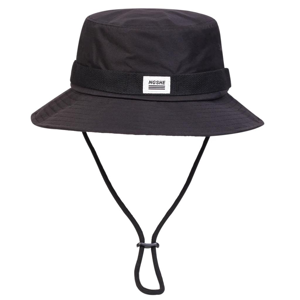 Unisex NGSHE Embroidery Draw Rope Bucket Hats Fishermen Caps Outdoor Casual Cap Sunscreen Hat Adventure Hat