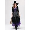 Dark gothic halloween costume witch long dress vampire reaper black purple dress
