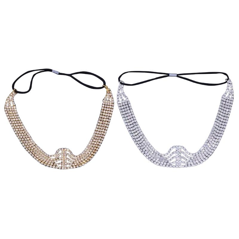 Rhinestones Hairband for Women Wedding Crystal Hairhoop Glittering Hairband Bridal Shower Elastic Hairband Hair Ornaments