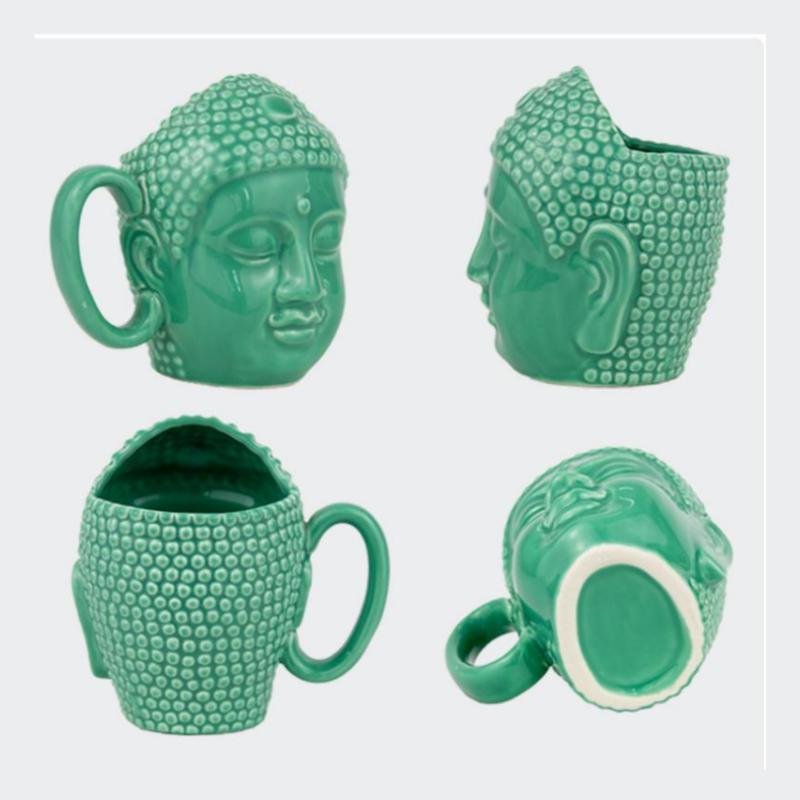 Caneca de Café Cerâmica Escultura Buda Budista Caneca de Leite Caneca com Alça Coberta Avatar de Personagem Retrato de Simulação