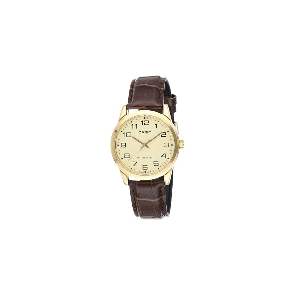 Casio MTP-V001GL-9BUDF Men s Analog Wristwatch with Gold Tone, Water Resistant, Leather Strap