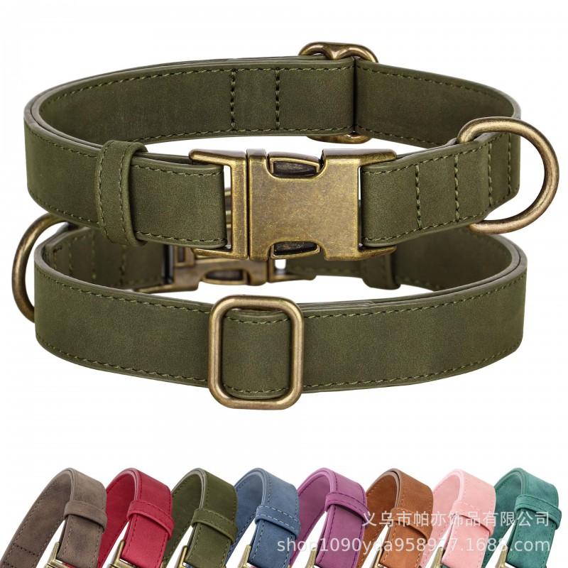 Adjustable Soft Dog Collar - Faux Leather Engravable No Choke Small Medium Large Dogs