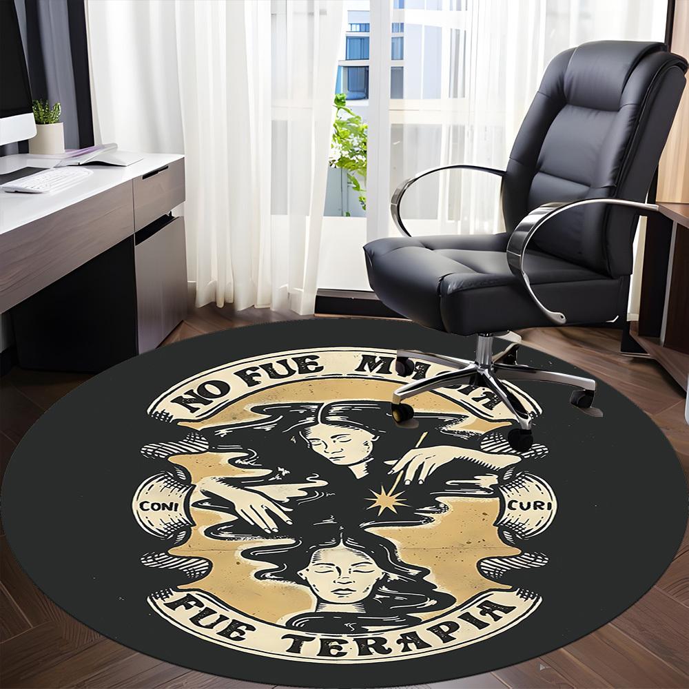 1pc Therapy Healing Relax Office Round Area Rug,  Mat Suitable For Office, Under Office Chairs Bedroom Living Room Home Decor, Room Deco