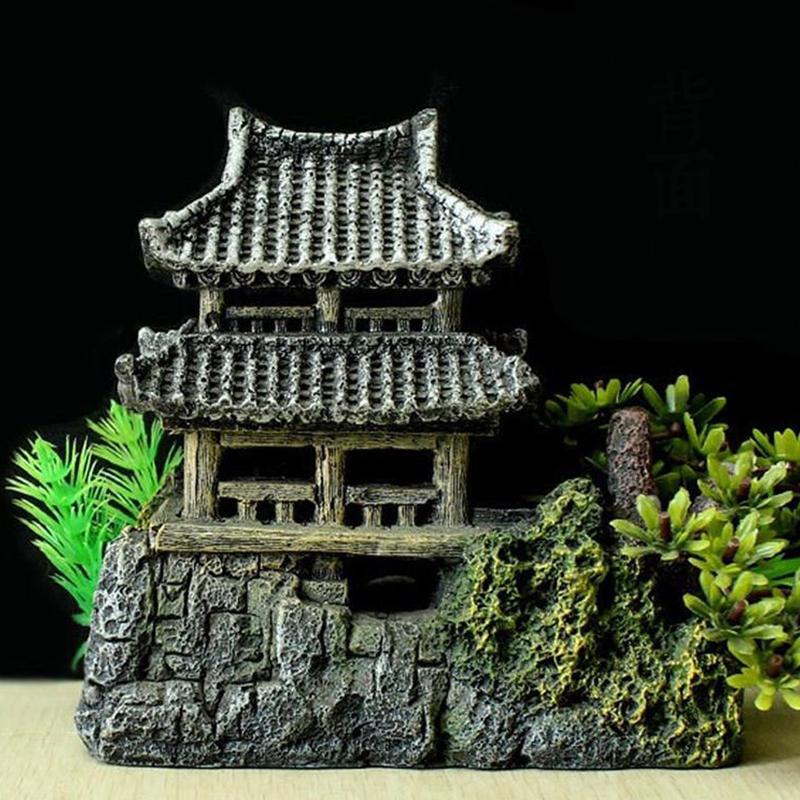 Simulation Decoration Fish Tank Ornament Ornament Resin Aquarium Ornament Fish Tank Landscape House Model Aquarium Ornament