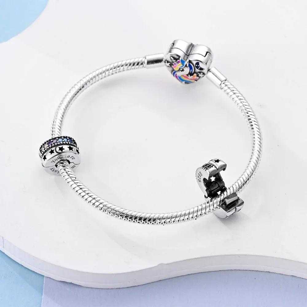 Original Copper Charms Star Moon Zircon Romantic Beads Fit Bracelet Women Jewelry Diy Fine Gift Making Accessory