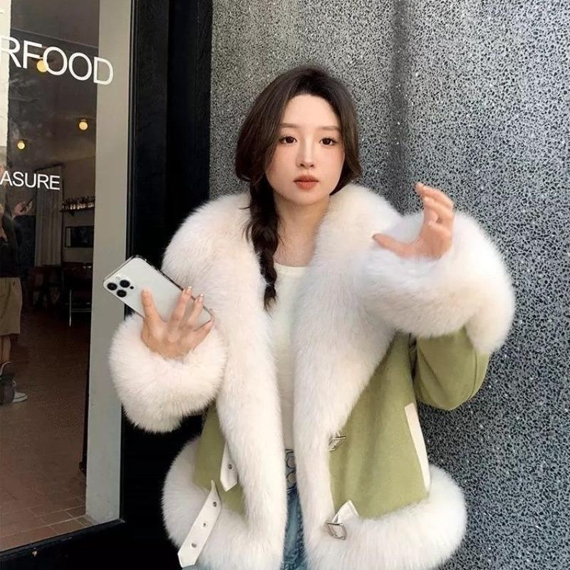 Damen Kurzjacke Imitat Fuchsfell 2 Herbst Winter Neu Warmes Oberteil Leicht Trendig