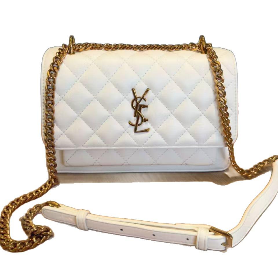 Lambskin Diamond Pattern Accordion Crossbody Chain Bag