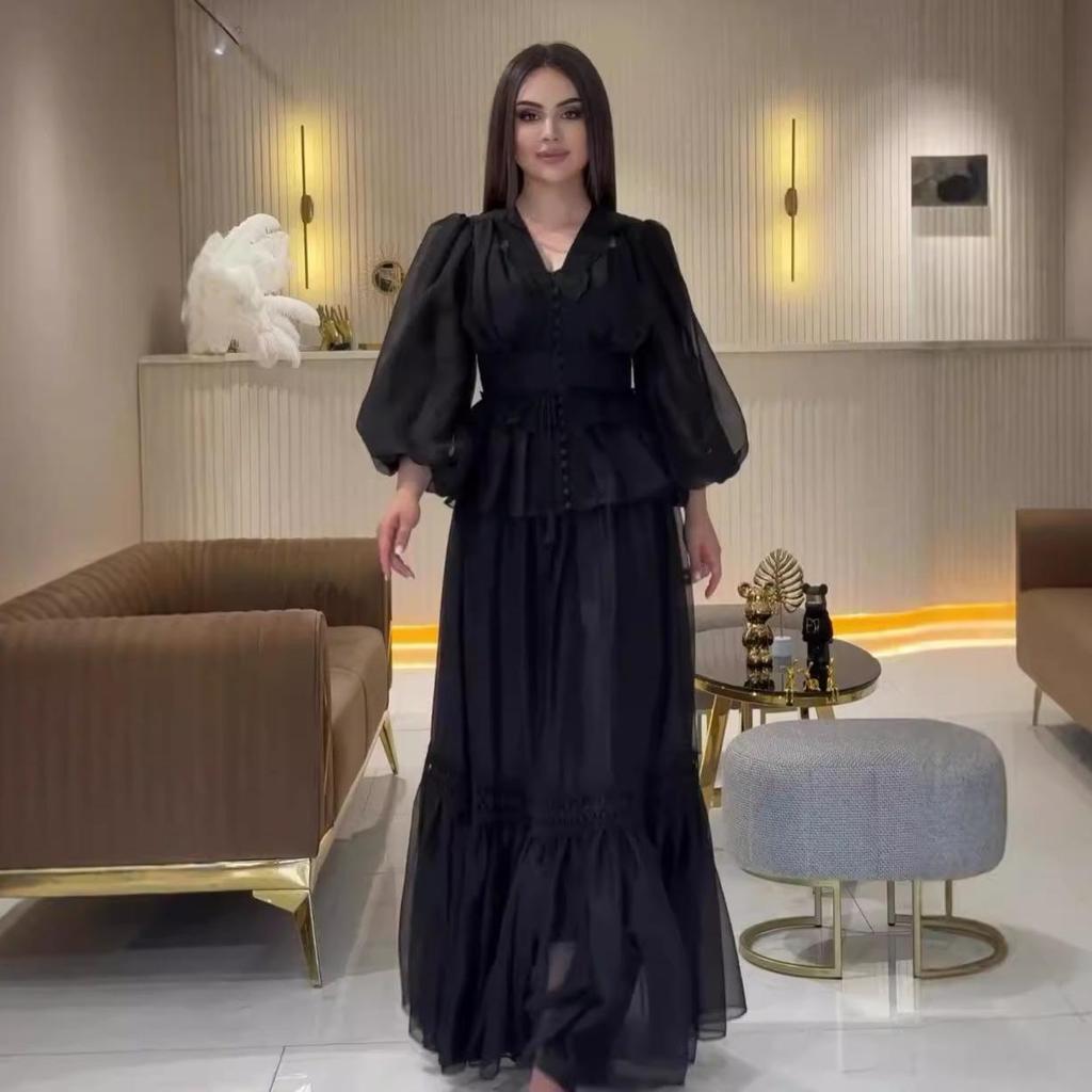 2024 Summer European & American Women's Solid Ruffle Top & Elegant Midi Skirt Set