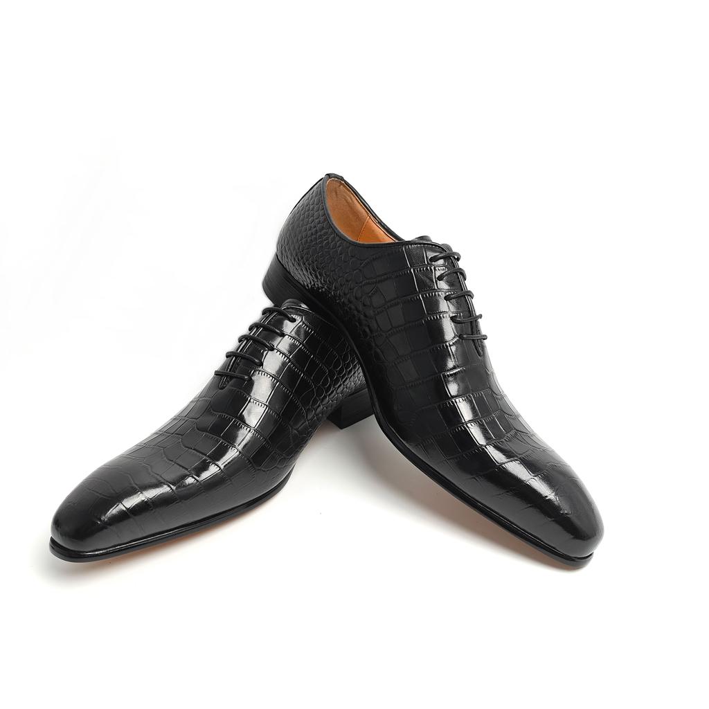 Fashion Elegant Men's Leather Shoes Wedding Party Office Dress Shoe Zapatos De Hombre Lace Up Genuine Leather Men's Footwear New Trendy