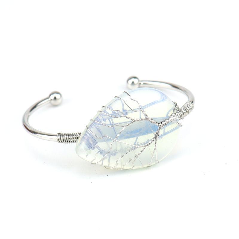 Handmade Copper Wire Wound Natural Crystal Amethyst Water Drop Bracelet Bracelet Bracelet Rough Stone Crystal Bracelet B25