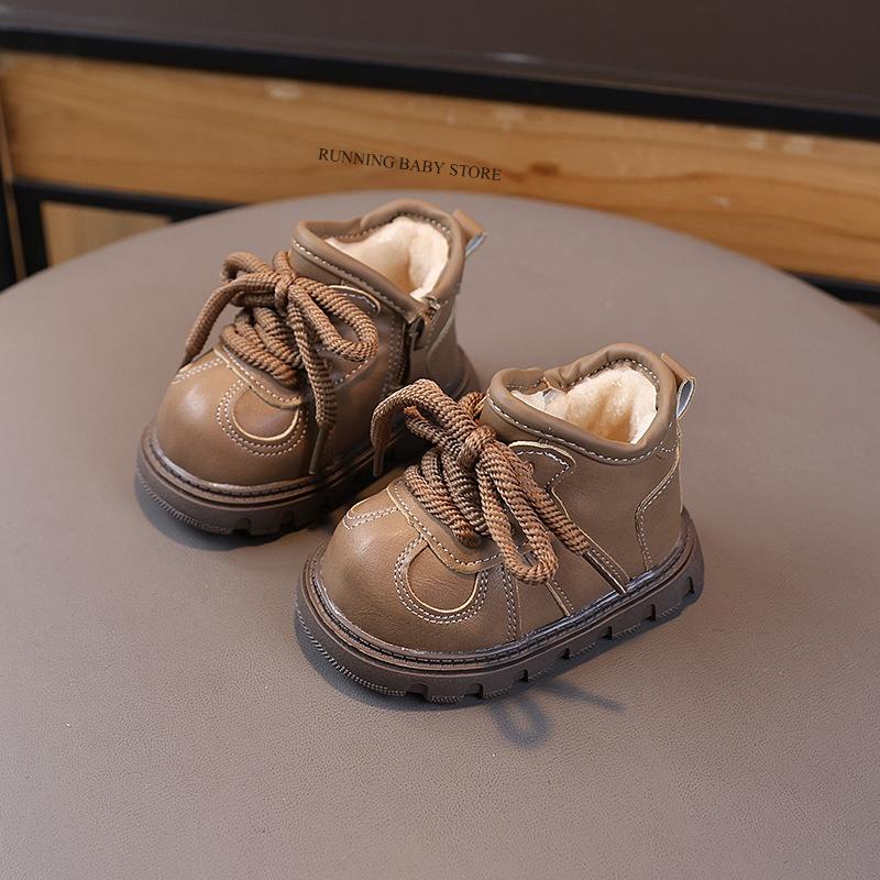 

Winter Baby Cotton Boots Plus Velvet Keep Warm Children s Ankle Boots Shoes 1-4 Years Old Boys Girls Anti-slip Snow Boots I10061 16 коричневый