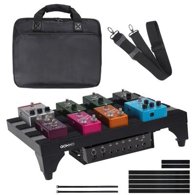 GOKKO Ultra-Lightweight Guitar Effects Pedal Board, Aluminum Alloy, Durable and Durable, with Carrying Bag (M-Black)