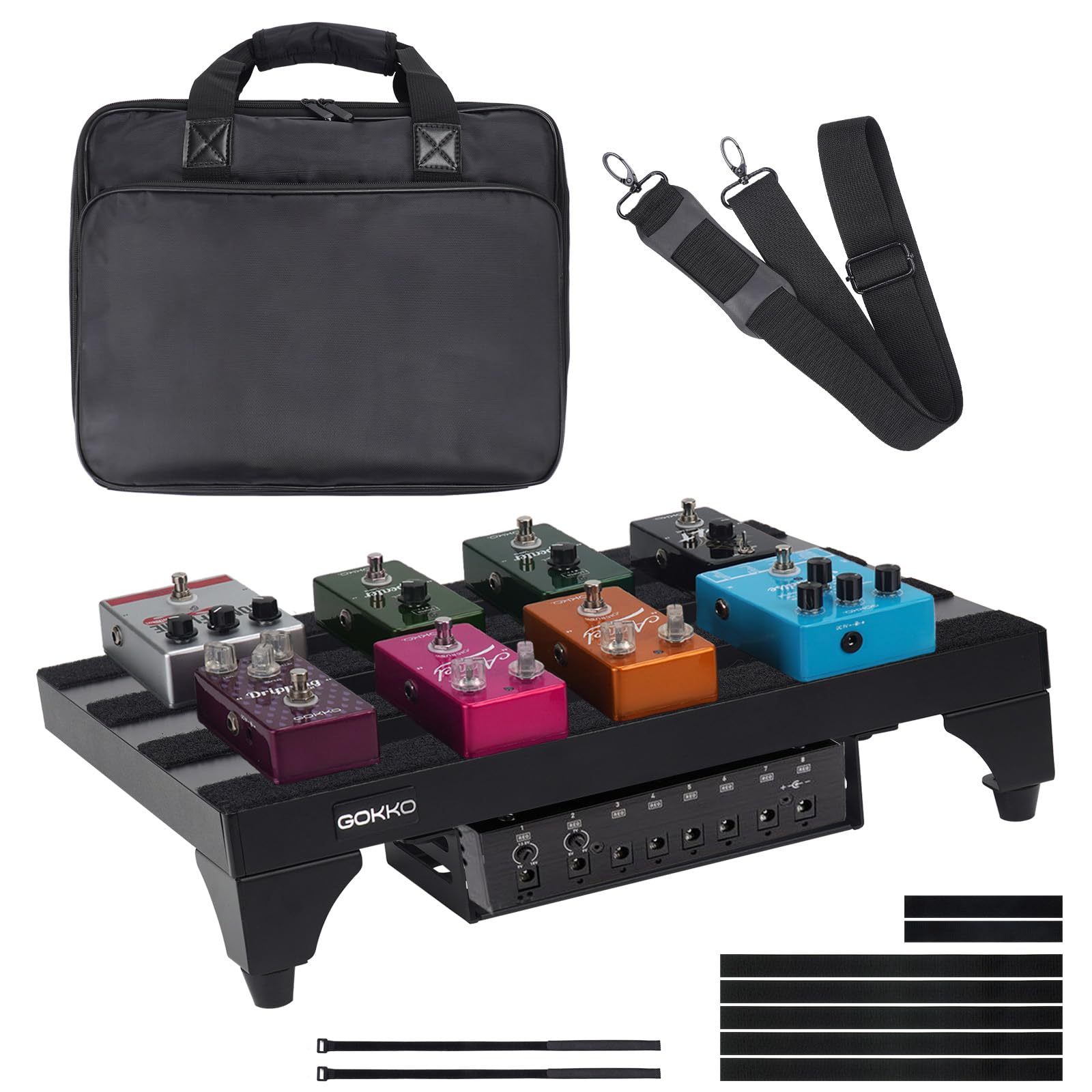 

GOKKO Ultra-Lightweight Guitar Effects Pedal Board, Aluminum Alloy, Durable and Durable, with Carrying Bag (M-Black)