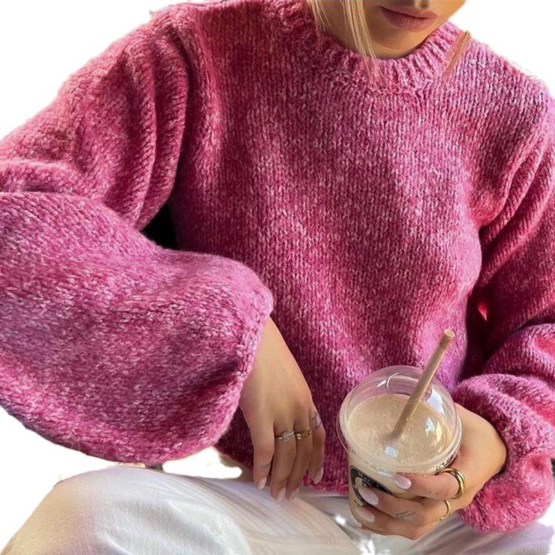 Autumn/Winter Women's Backless Lace-Up Long Sleeve Knitted Sweater
