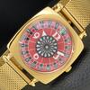 HAND-WINDING VINTAGE SWISS MENS POKER FACE RED COLOR DIAL WATCH A701117-5 R205b-a701117