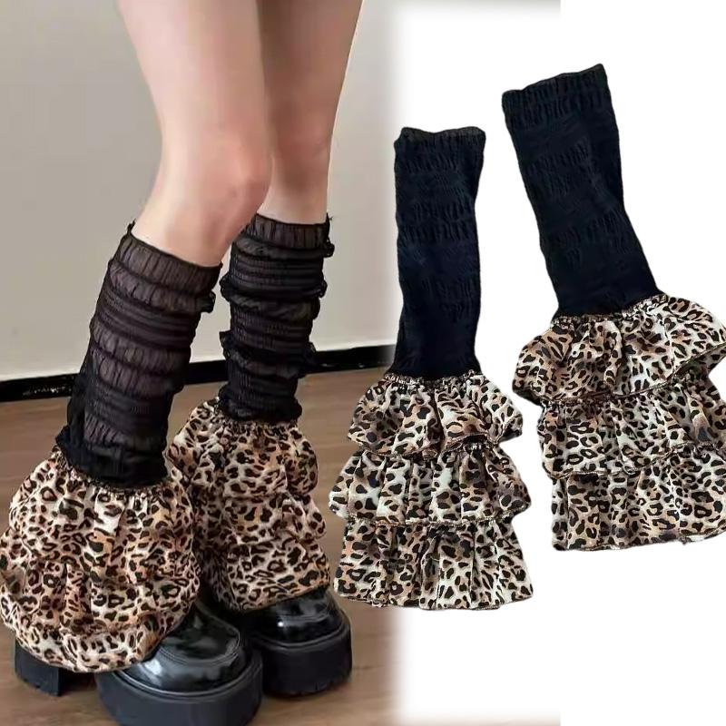 New Winter Warm Leopard Print Leg Warmer for Women Vintage Y2K Subculture Personality Long Sock Fashion Spicy Girl Boot Covers