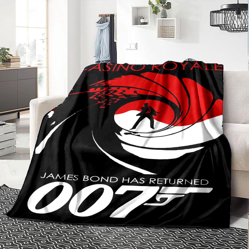 007 James Bond Theme Printed Blanket - Perfect for Couch, Bed, Travel & Outdoor Use | Machine Washable, Cozy & Durable.