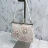 Used Showa Retro Japanese Clothes Bag Bead Bag Clasp Hand Embroidery Floral Pattern Cherry Blossom Vintage Pink Handbag Western Clothes Clasp Handbag