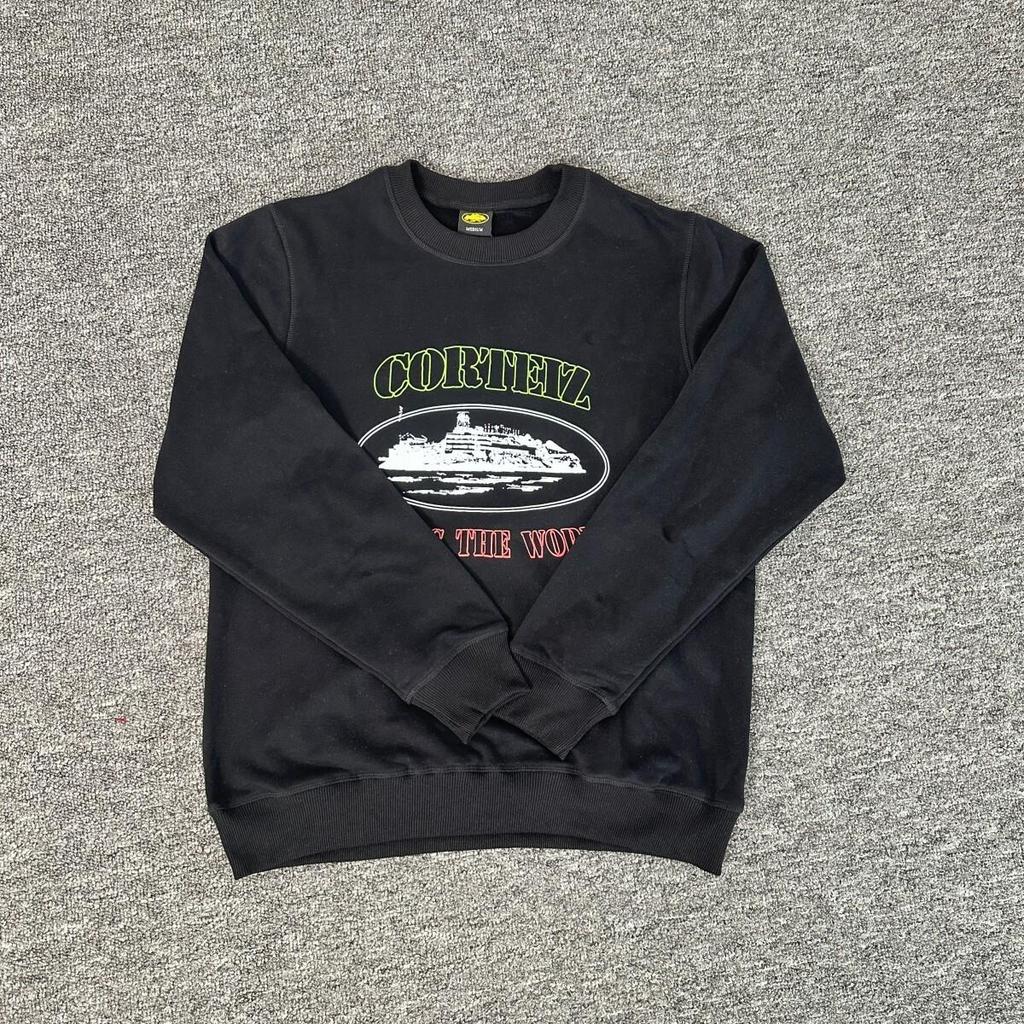 Corteiz Alcatraz Unisex Trendiger Lockerer Kapuzenpullover mit Rundhalsausschnitt und Samt