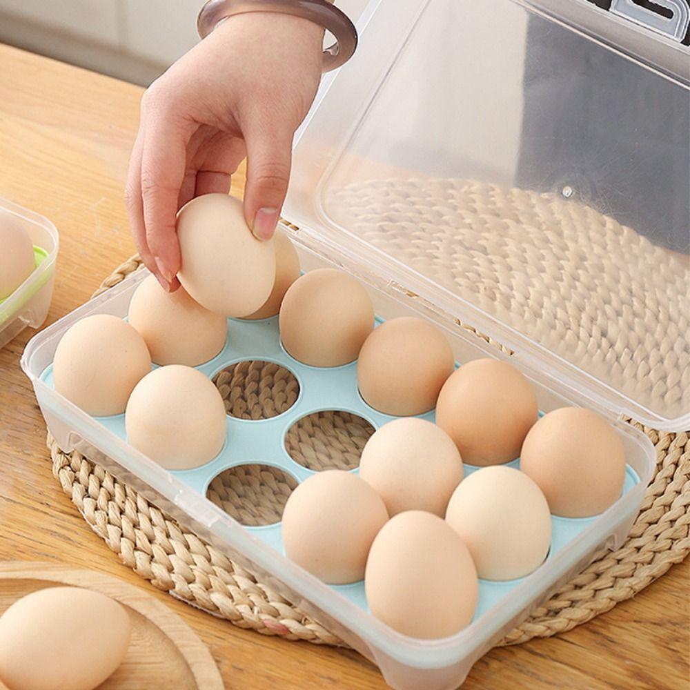 Refrigerator Organizer Egg Fresh Storage Box 15 Grids Compartment Egg Holder  Travel