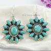 Kingman Turquoise Cluster Earrings: Sterling Silver Multi Stone Design Ring