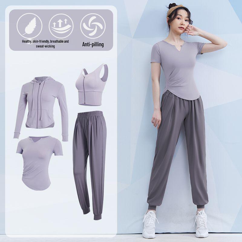Women's Spring/Summer Yoga Suit Set - Short Sleeve Activewear for Outdoor Runs, Pilates, and Fitness Training