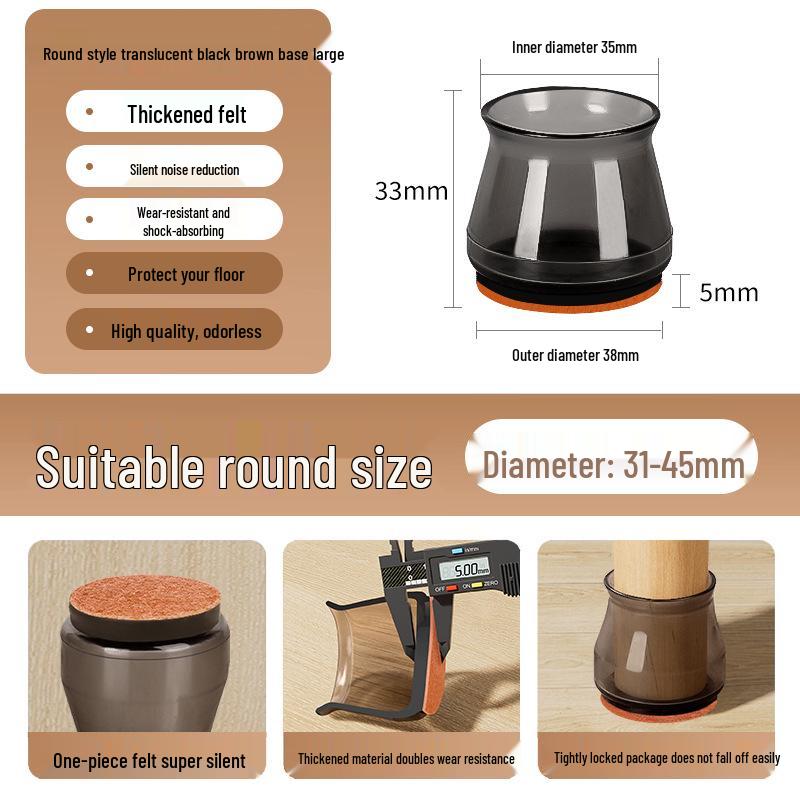 Reinforced Non-Slip Silent Chair and Table Leg Covers with Wear-Resistant Foot Pads