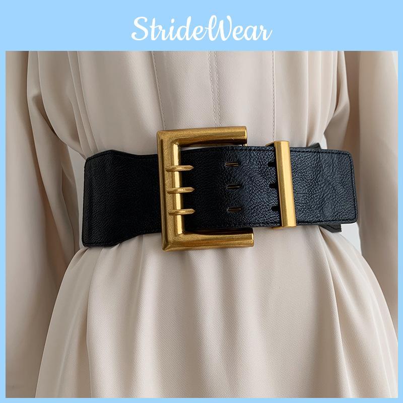 Chic Wide Waist Belt For Women Street Style With Unique Square Buckle Design