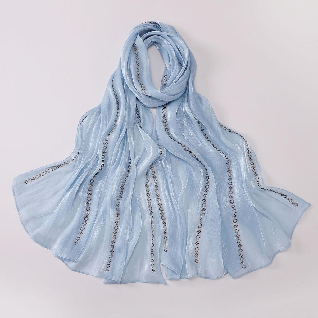 Shimmer Silk Hijab Scarf For Women Crinkle Hijabs  Diamond Luxury Medine Silk Veil Muslim Women Shiny Shawl Turban Bandana