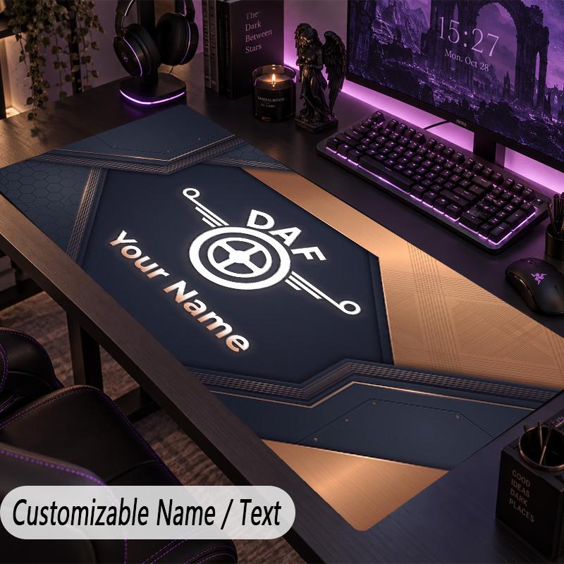 Large Mouse PadDAF Custom Name Text Personalized Desk Mat Non Slip Gaming Pad