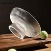 1Pcs Glass Fruit Bowl with Feet Tall Striped Storage Tray Home Living Room Decoration Creative Dried Fruit Tray Snack Tray