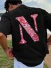 Men's Back Lip Print T-Shirt - Letter N Design