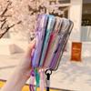 High-Quality Gradient Color Translucent Case with Wireless Charging and Magnetic Phone Strap for iPhone 14, 15, 16, 17 Pro Max E