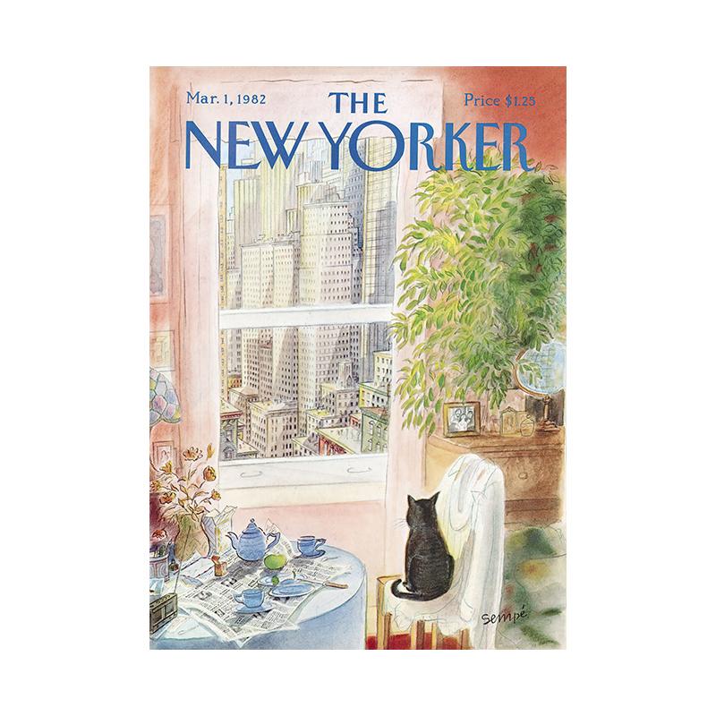 

The New Yorker Magazine Poster Nordic Flower City Cat Canvas Painting Prints Wall Art Pictures for Living Room Home Decor Unframed 50x70cm