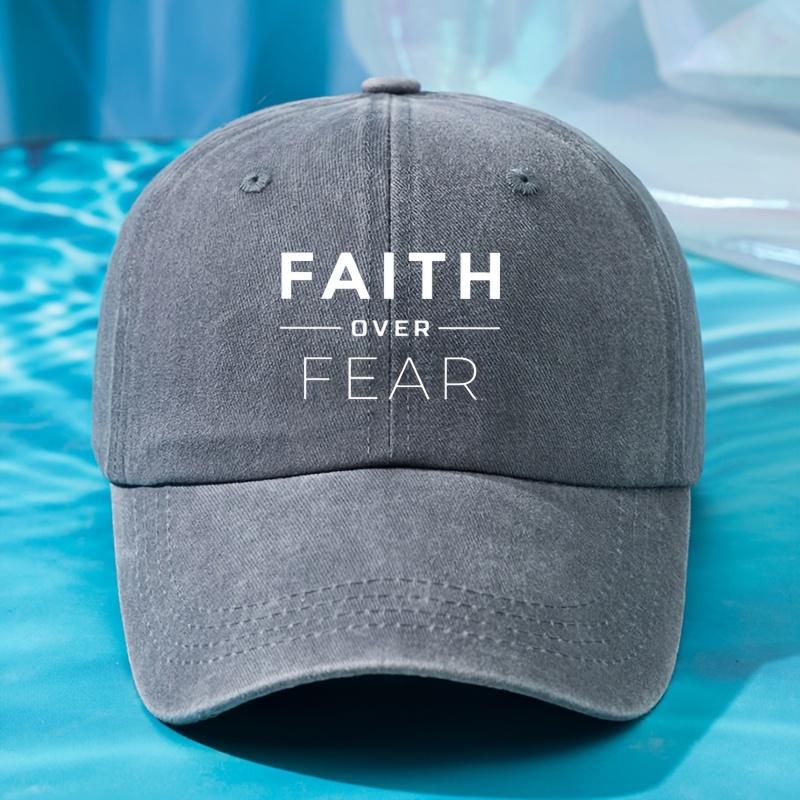 Vintage Dad Hat Lightweight Polyester Vintage Washed Baseball Cap  Adjustable Faith Over Fear Dad Hat  Multiple Colors