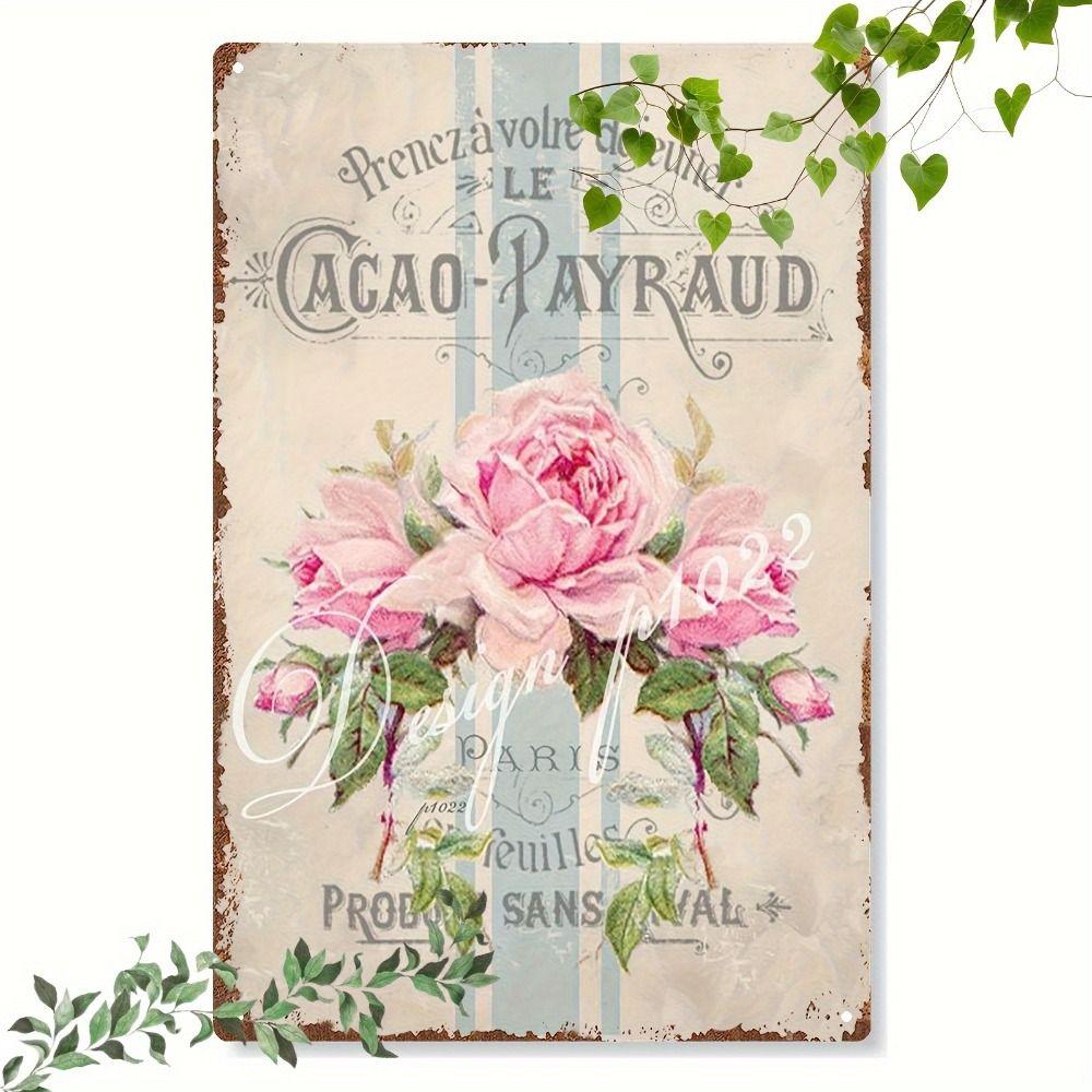 Vintage Metal Tin Sign Easter Bunny with Eggs Wall Decor Home Kitchen 20x30cm