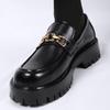 Spring and Autumn Leather Shoes Size Youth Big Head Leather Shoes Platform Casual Shoes