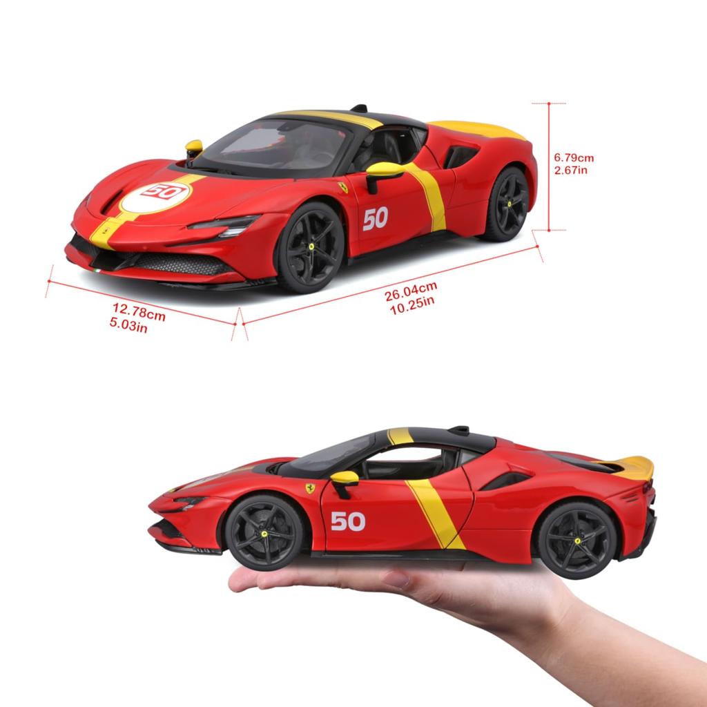 Bburago Scale Ferrari SF90 Stradale Assetto Fiorano Red Race Sports Car Diecast Model Car Finished Product 1/18 #50 / 18-16021