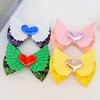 1PC Cute Girls Hair Bows with Clips Kids 4inch Sparkly Wing Hair Bows Barrettes Clips Heart Hairpins Children Hair Accessories