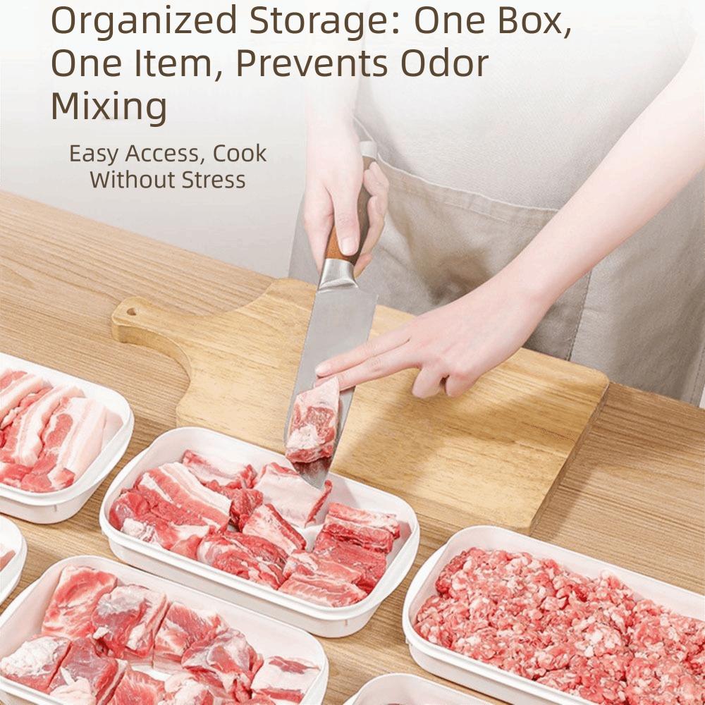 4Pcs Stackable Freezer Fresh-Keeping Box Microwave Safe Food Preservation Box  Meat Storage