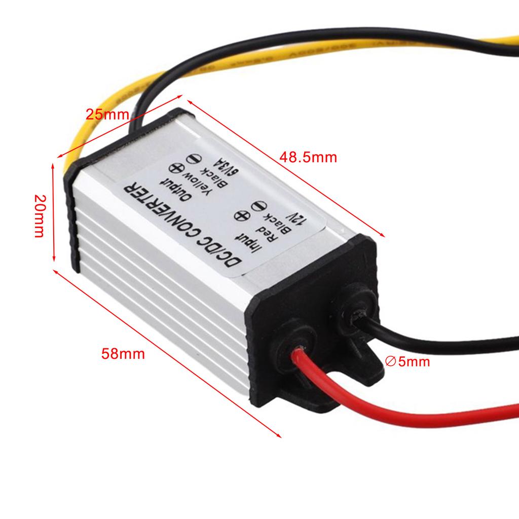 Car Voltage Converter 6V Voltage Converter Aluminum Shell Cable Length 13cm Compact Design High Efficiency 90 For DIY Projects