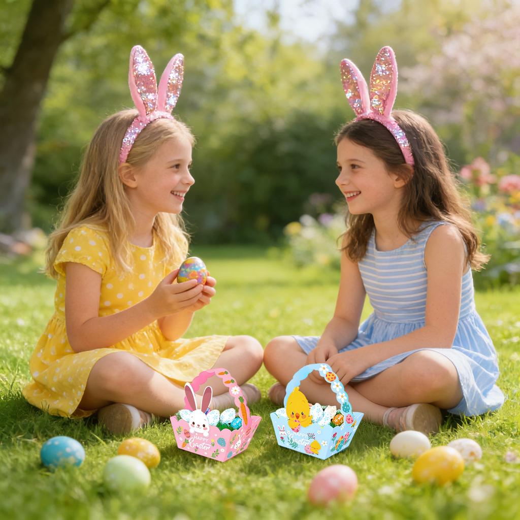 12 sztuk Wielkanocne Koszyczki Ręczne Króliczek Jajko Imprezowe Torebki na Prezenty Pudełka na Prezenty