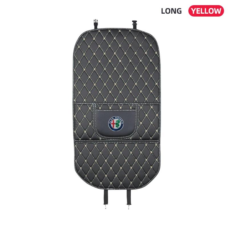

New PU Leather Car Anti-Kick Mats Auto Seat Back Protector Cover For Alfa Romeo Giulia Stelvio Junior Tonale 33 Stradale 4C Giu жовтий