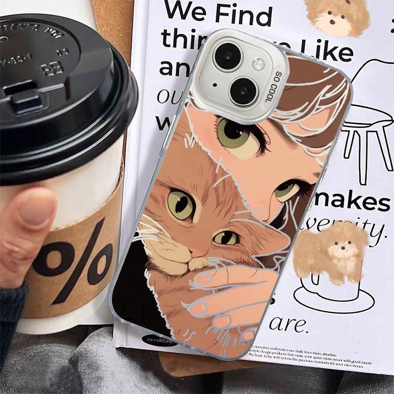 Katzenmädchen kompatibel mit Apple 15/14/13/12/11/PRO/PROMAX/XS/XR/XSMAX/XS