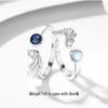 Bagues réglables pour couple Ange & Diable avec Ailes en Diamant