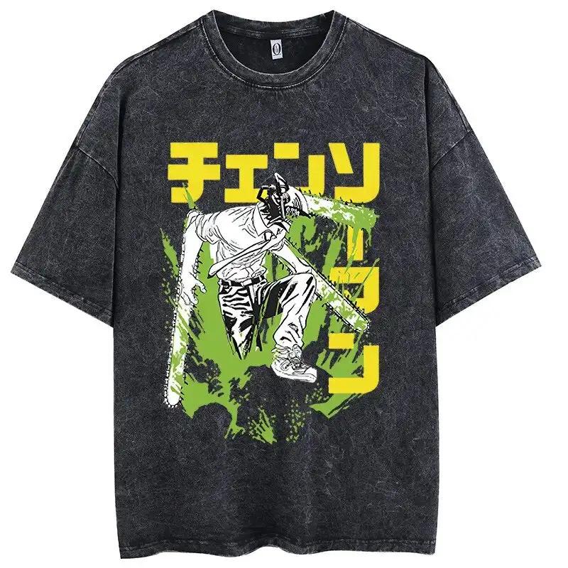 Chainsaw Man Shark Slayer T-shirt Anime Shirt Vintage Men's T-shirt Pure Cotton Leisure Sports Harajuku Summer New 2025