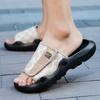 New Men's Cloth Upper Rubber Sole Slippers Concave Platform Slippers for Men Beach Sandals Home Anti-slip Light Slides Sandalias