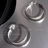 High-Grade Frosted Metal Double-Layer Circle Clip-On Earrings - 2024 Style for Versatile Female Elegance