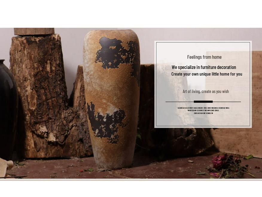 Wabi-Sabi Style Ceramic Floor Vase: Retro Ornament for Dried or Hydroponic Flowers, Perfect for Living Room or Desktop Arrangement.